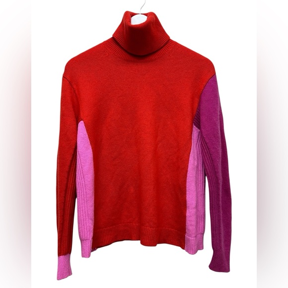 Diane von Furstenberg ColorBlock Cashmere Wool Turtleneck Sweater Anthropologie - Picture 2 of 12